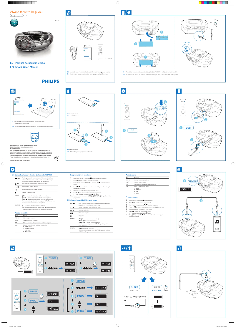 Page n°1 - Guide de démarrage rapide Philips AZ783