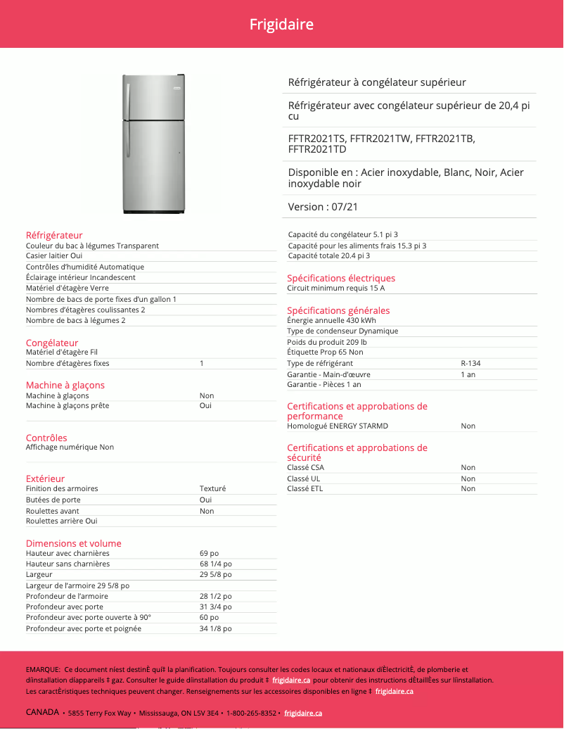 Image de la première page du manuel de l'appareil FFTR2021TS