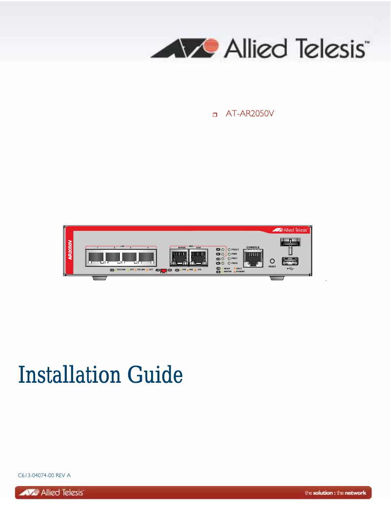 Page n°1 - Manuel utilisateur Allied Telesis AT-AR2050V-30