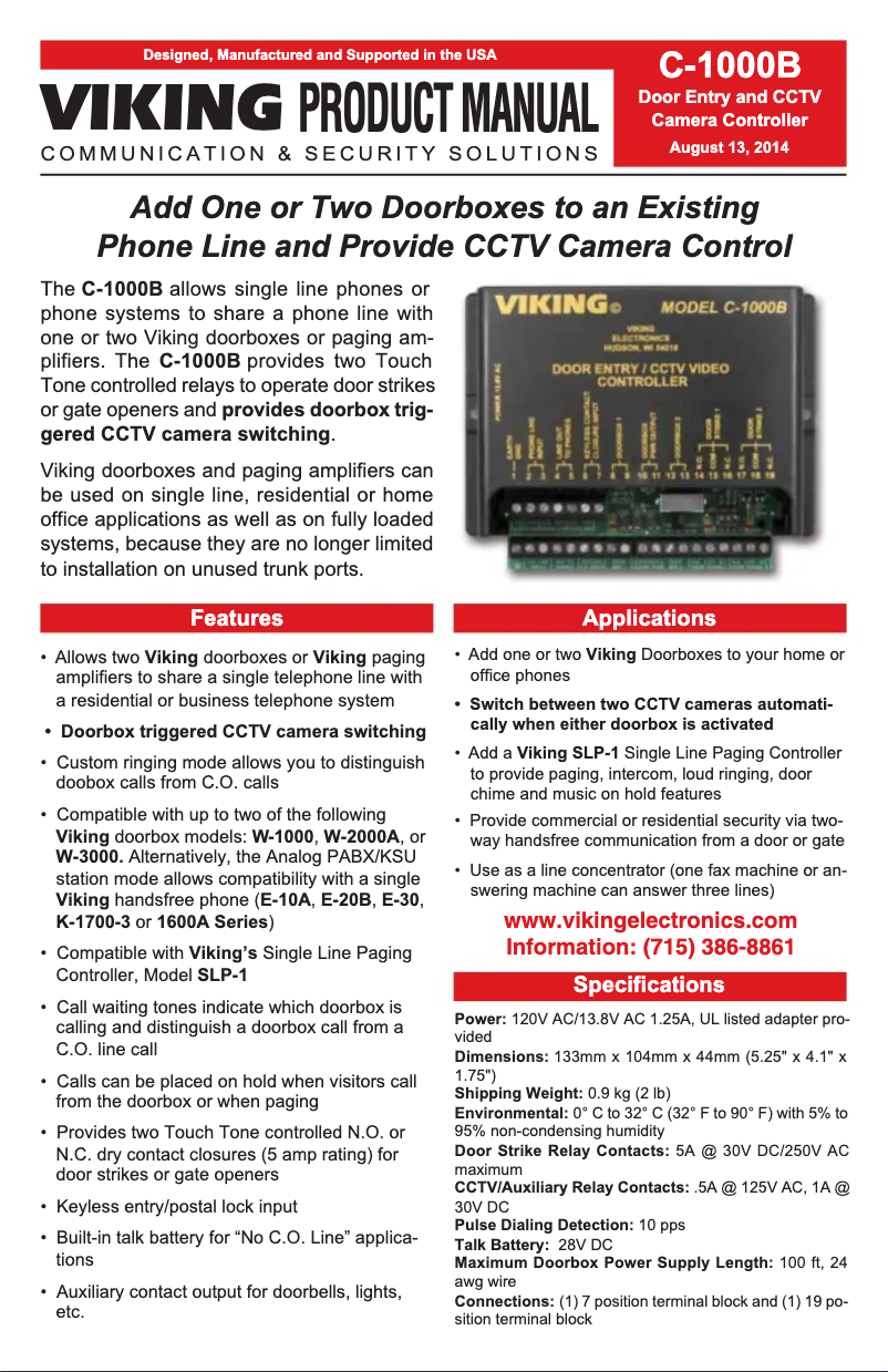 Page n°1 - Manuel utilisateur Viking C-1000B