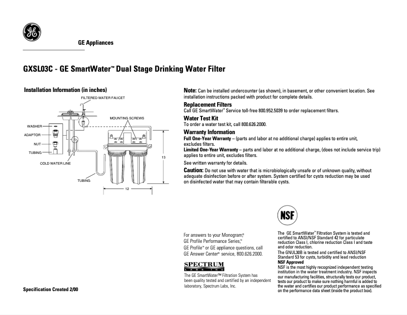 First page image of the manual for GXSL03C