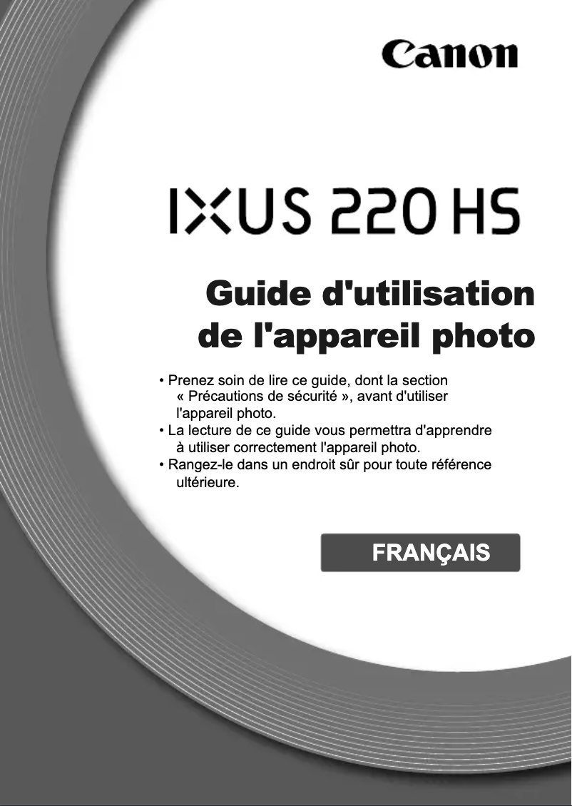 Page n°1 - Manuel utilisateur Canon Ixus 220 HS