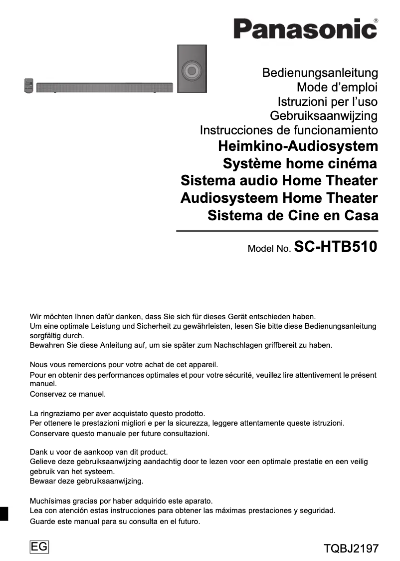 Page 1 de la notice Manuel utilisateur Panasonic SC-HTB510