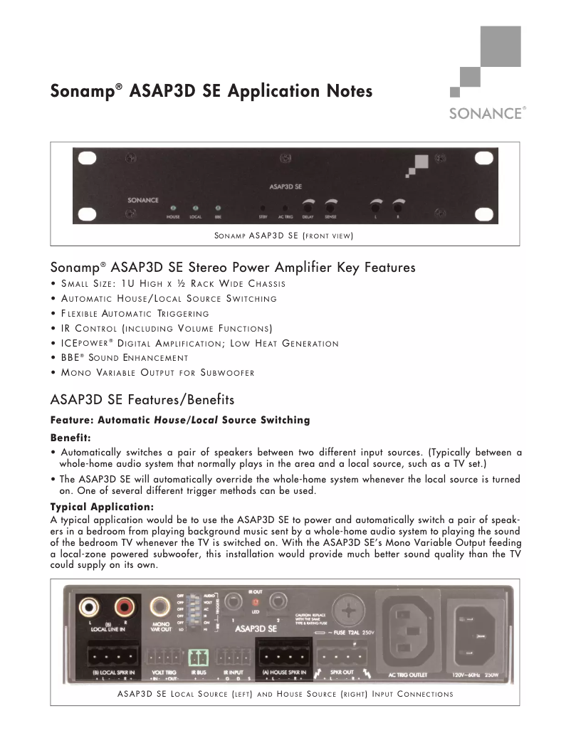 Image de la première page du manuel de l'appareil Sonamp ASAP3D S