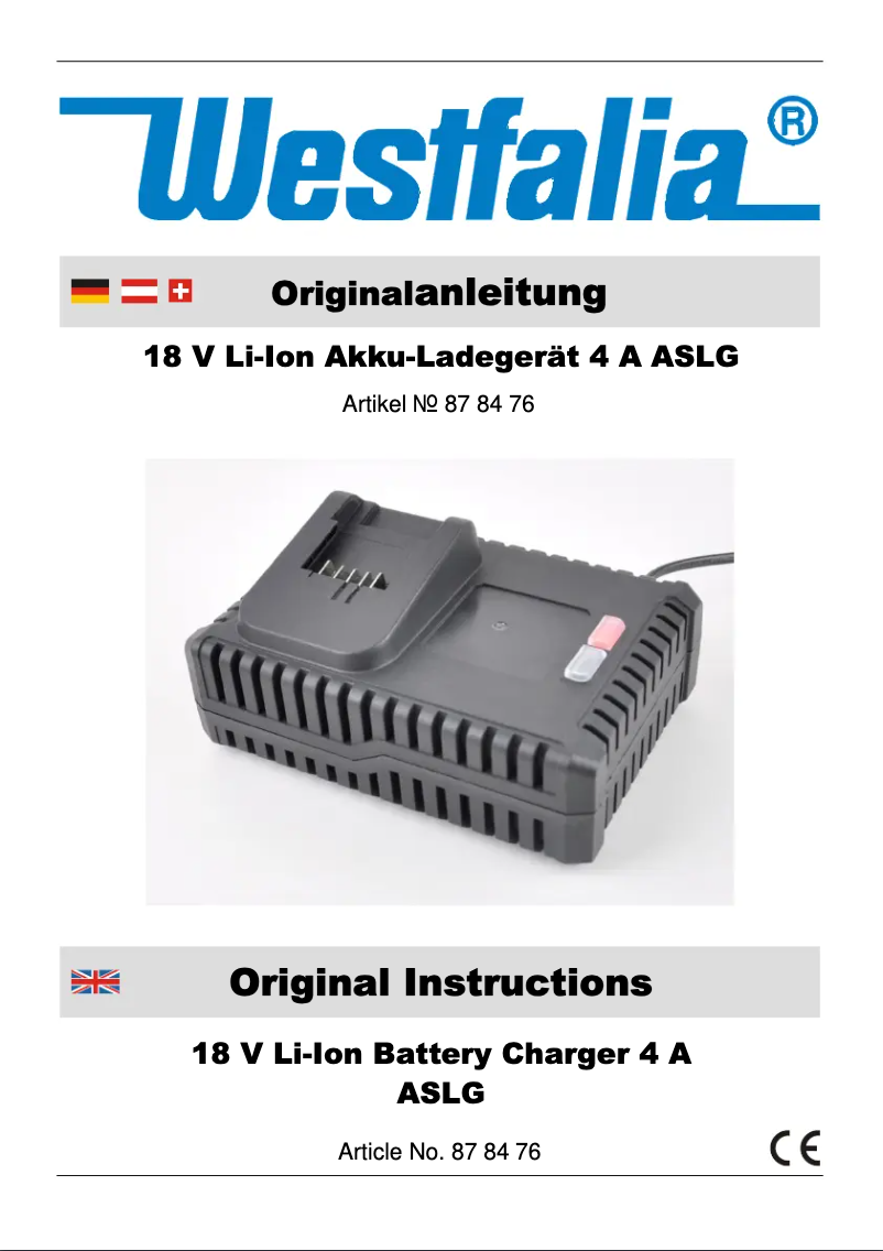 Page n°1 - Manuel utilisateur Westfalia ASLG