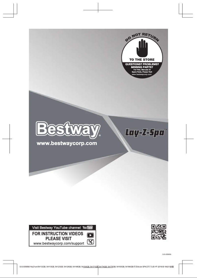 Page 1 de la notice Manuel utilisateur Bestway Lay-Z Spa 54129
