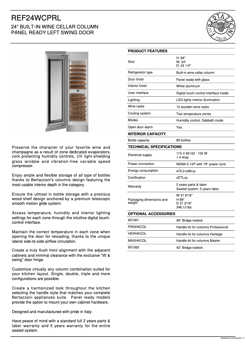 Image de la première page du manuel de l'appareil REF24WCPRL/23