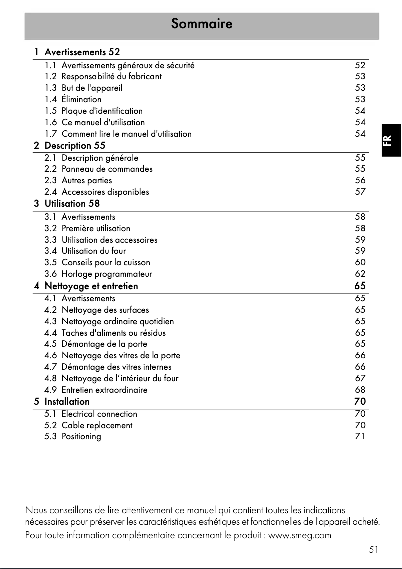 Page n°1 - Manuel utilisateur Smeg SFT470X