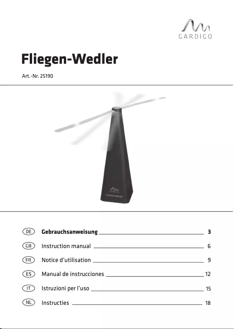 Page 1 de la notice Manuel utilisateur Gardigo 25190