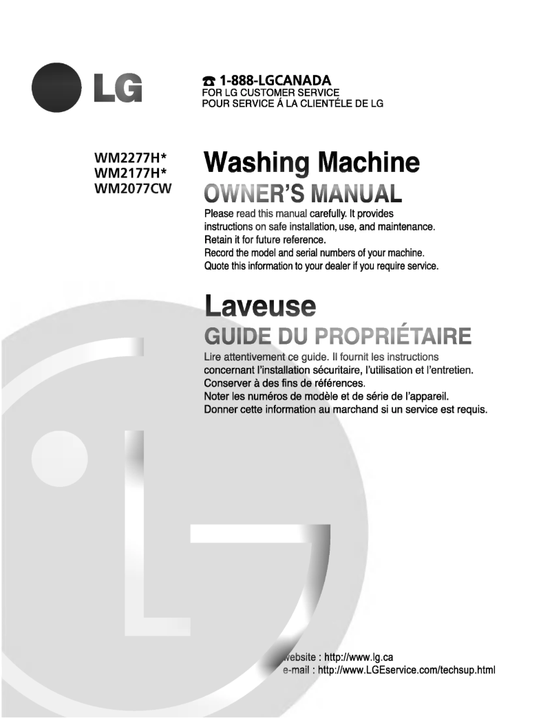 Page 1 de la notice Manuel utilisateur LG WD-10270BD