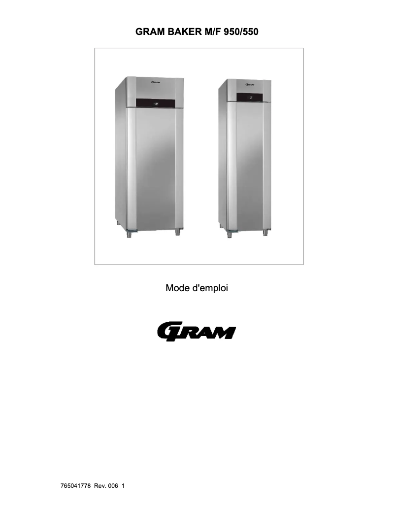 Page n°1 - Manuel utilisateur Hoshizaki BAKER F 550 CCG L2 25B