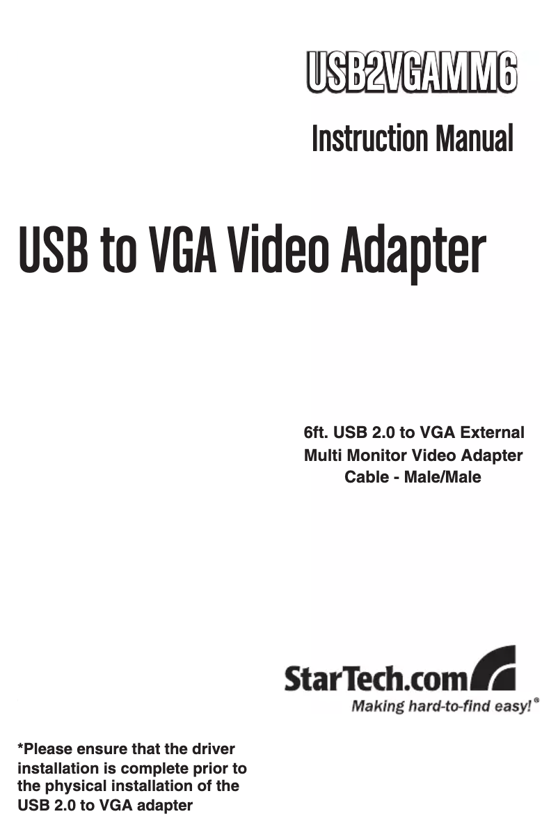 Page n°1 - Manuel utilisateur StarTech.com USB2VGAMM6