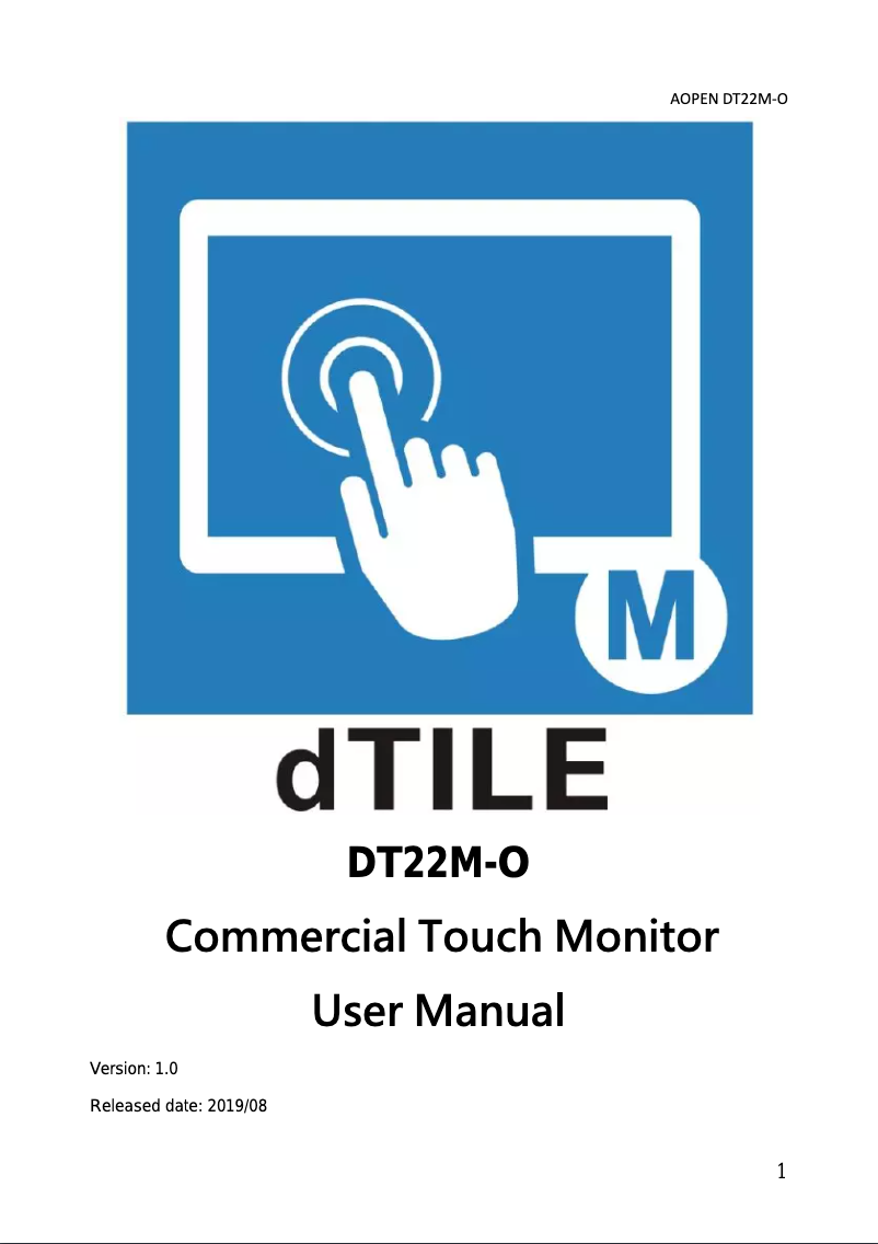 Page n°1 - Manuel utilisateur Aopen d-TILE DT22M-O