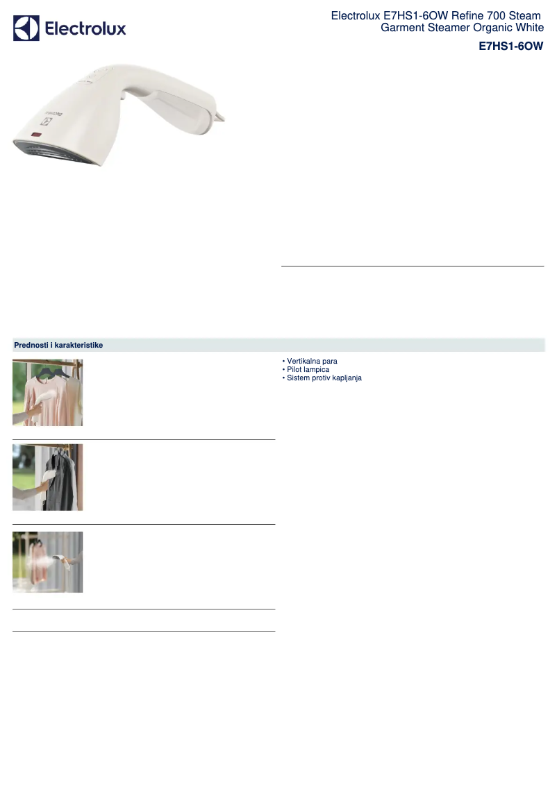 Image de la première page du manuel de l'appareil Refine 700 E7HS1-6OW