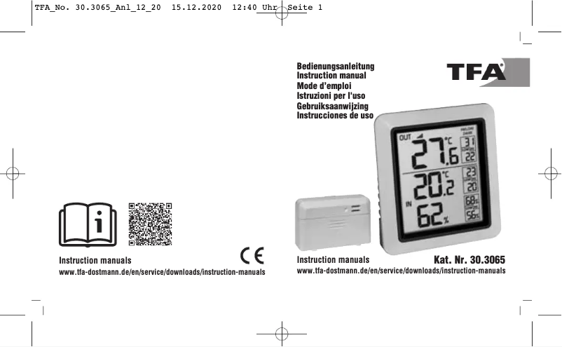 Page 1 de la notice Manuel utilisateur TFA INFO 30.3065.02