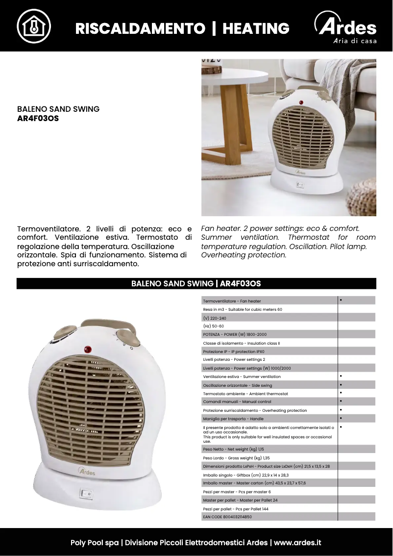 Page n°1 - Fiche technique Ardes AR4F03OS