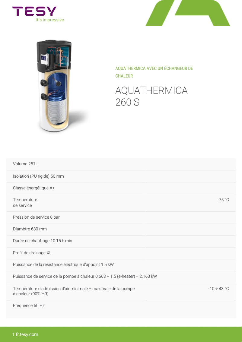 Image de la première page du manuel de l'appareil AquaThermica 260 S