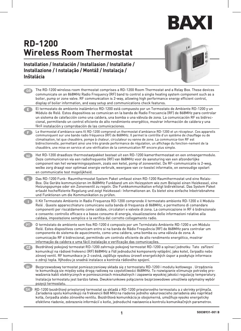 Imagen de la primera página del manual del dispositivo RX 1500