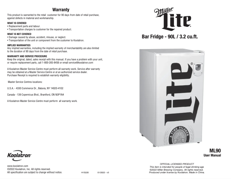 Imagen de la primera página del manual del dispositivo ML90