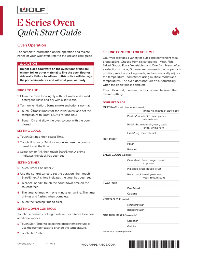 Page 1 de la notice Guide de démarrage rapide Wolf DO3050TT