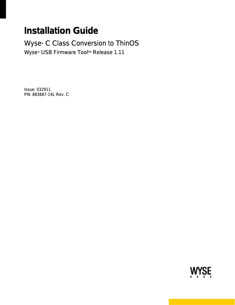 Page n°1 - Manuel utilisateur Wyse C class ThinOS