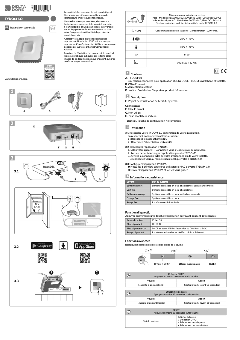 Page 1 de la notice Guide d'installation Delta Dore TYDOM 1.0