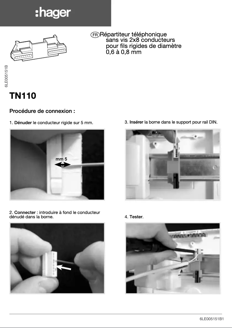 Page n°1 - Manuel utilisateur Hager TN110