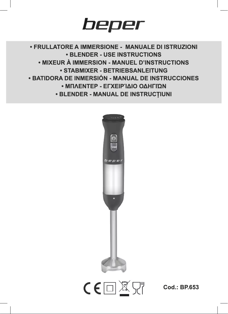 Page 1 de la notice Manuel utilisateur Beper BP.653