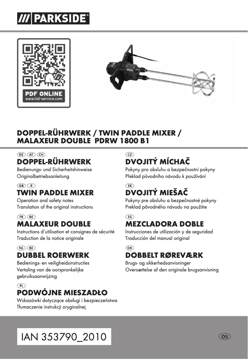 Page n°1 - Manuel utilisateur Parkside PDRW 1800 B1