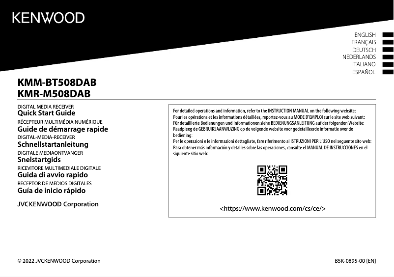 Página 1 del manual Guía de inicio rápido Kenwood KMM-BT508DAB