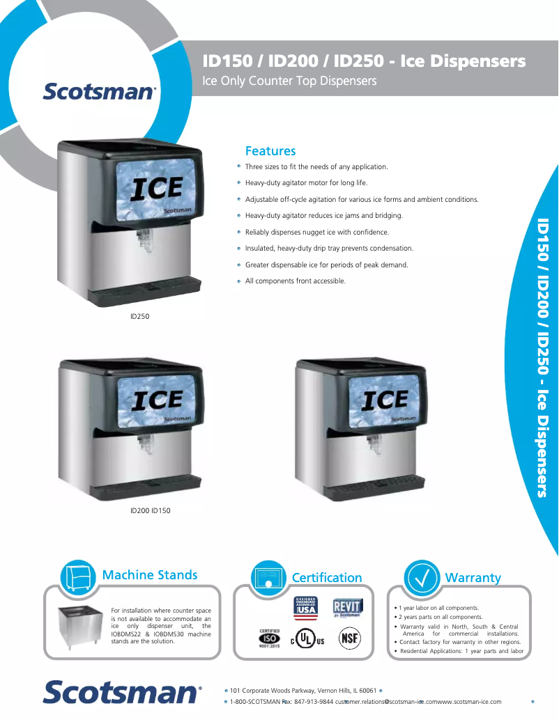 Page n°1 - Fiche technique Scotsman ID200B-1