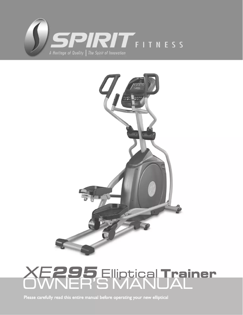 Image de la première page du manuel de l'appareil XE295 Elliptical Trainer