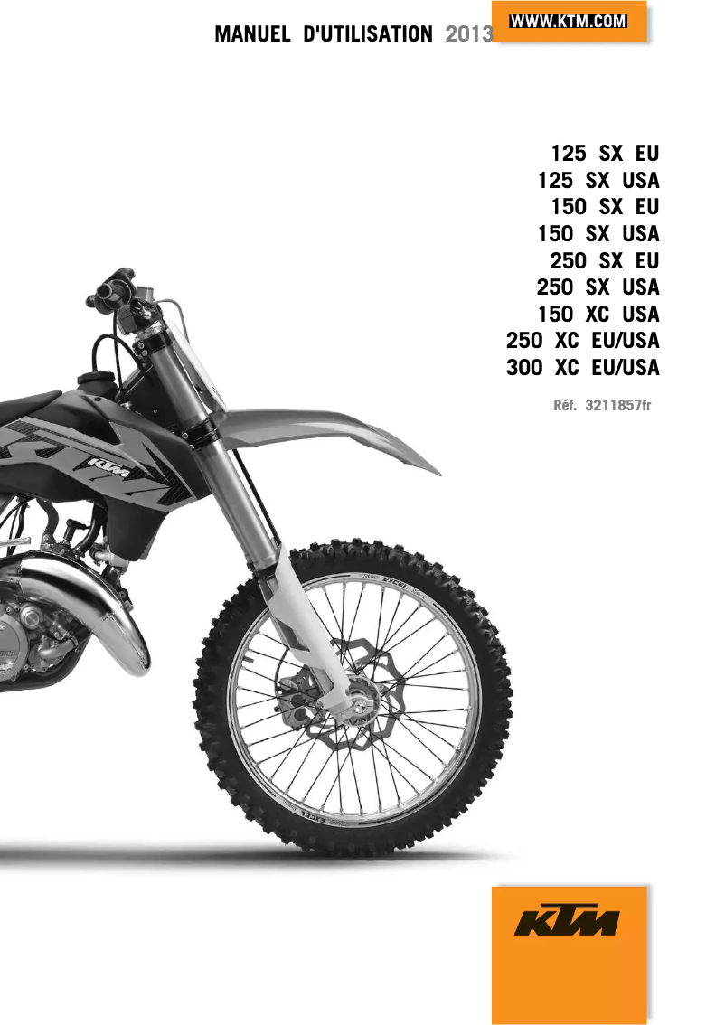 Page 1 de la notice Manuel utilisateur KTM 250 SX (2013)