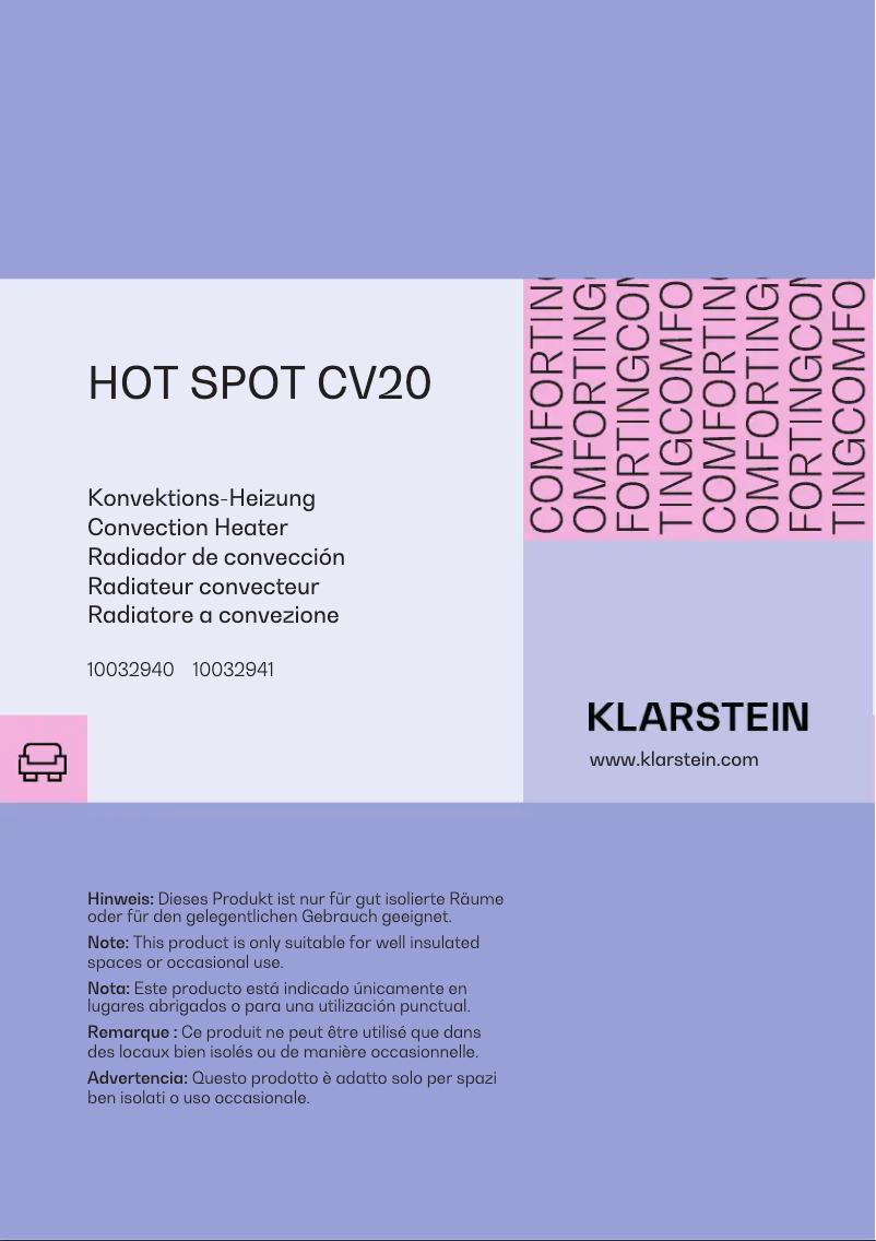 Page 1 de la notice Manuel utilisateur Klarstein Hot Spot CV20