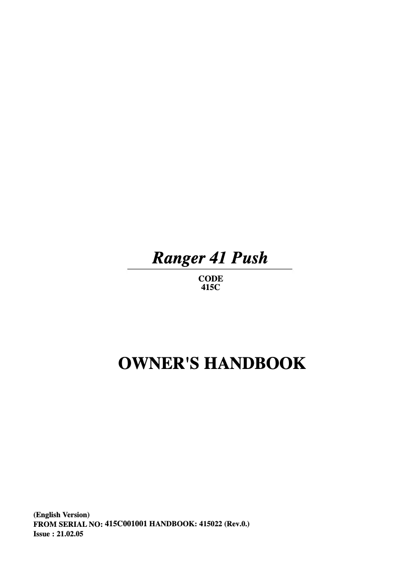 Page 1 de la notice Manuel utilisateur Hayter Ranger 41 Push