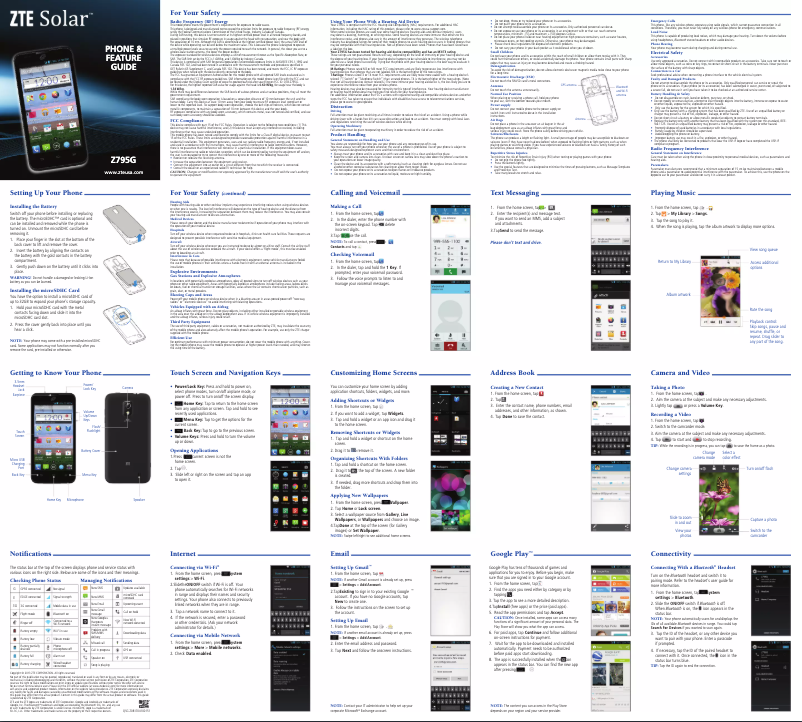 Page n°1 - Manuel utilisateur ZTE Solar