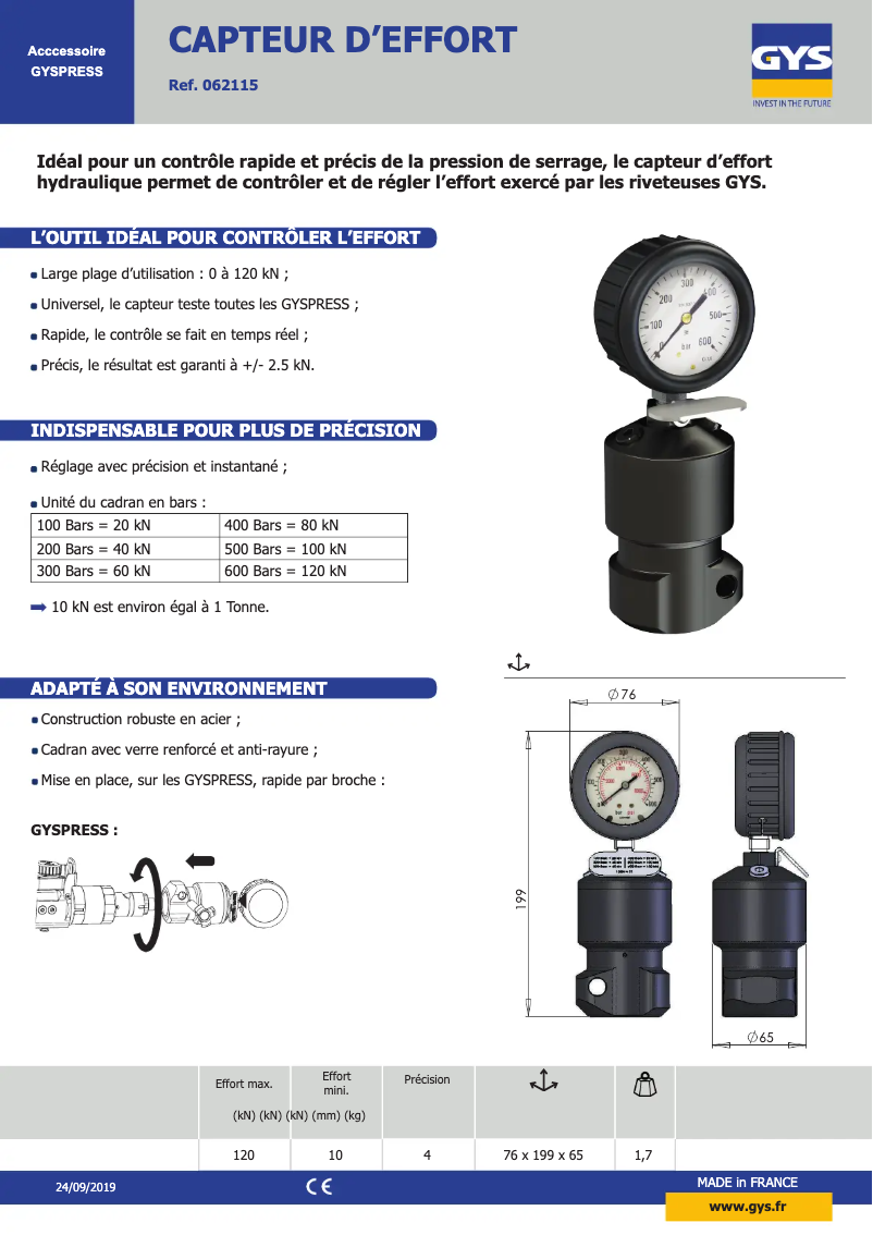 Image de la première page du manuel de l'appareil Gyspress