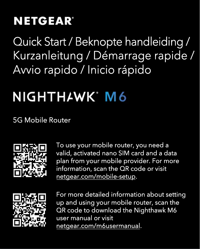 Page 1 de la notice Guide d'installation Netgear Nighthawk M6 MR6150