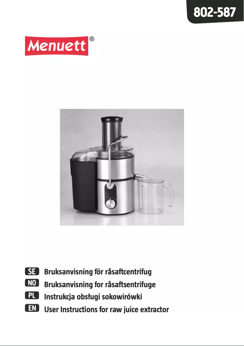 Página 1 del manual Manual de usuario Menuett 802-587