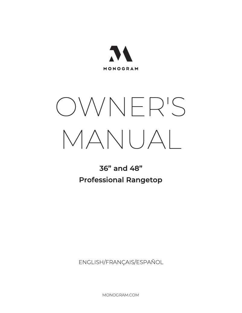 Page n°1 - Manuel d'utilisation et d'entretien Monogram ZGU486NDTSS