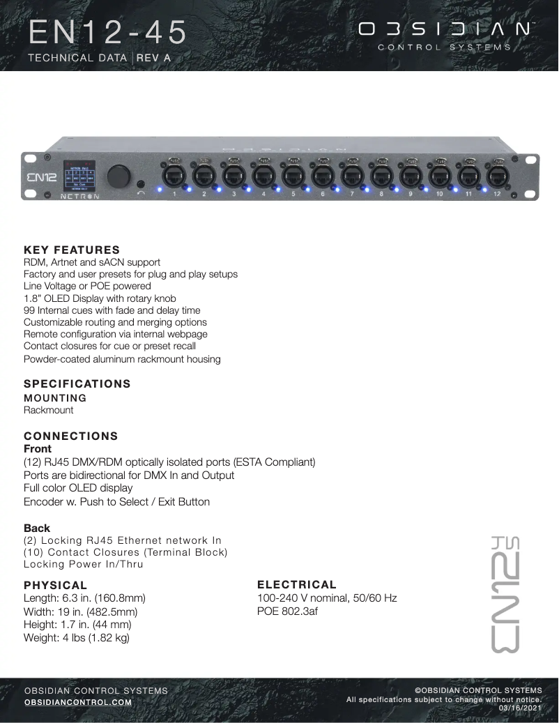 Page 1 de la notice Manuel utilisateur Elation EN12-45