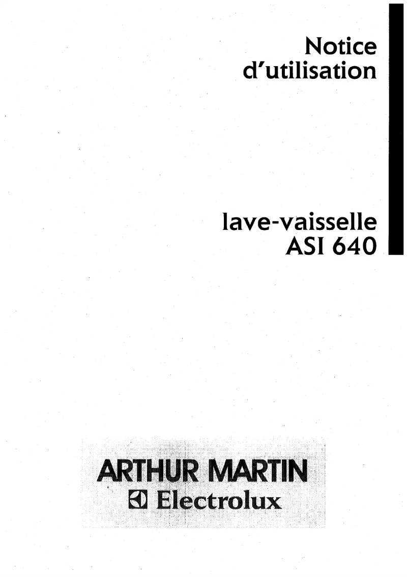 Page n°1 - Manuel utilisateur Arthur Martin-Electrolux ASI 640 W1