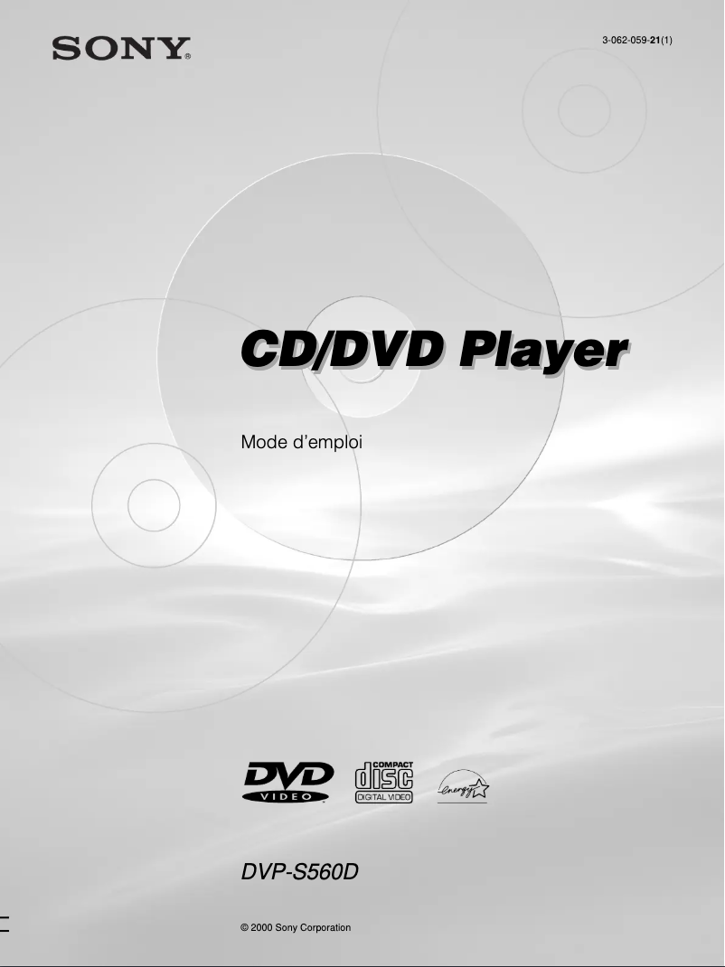 Page 1 de la notice Manuel utilisateur Sony DVP-S560D