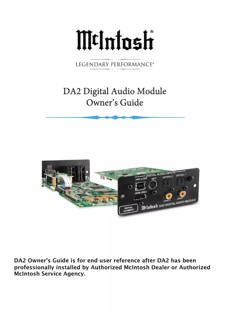 Page n°1 - Manuel utilisateur McIntosh DA2