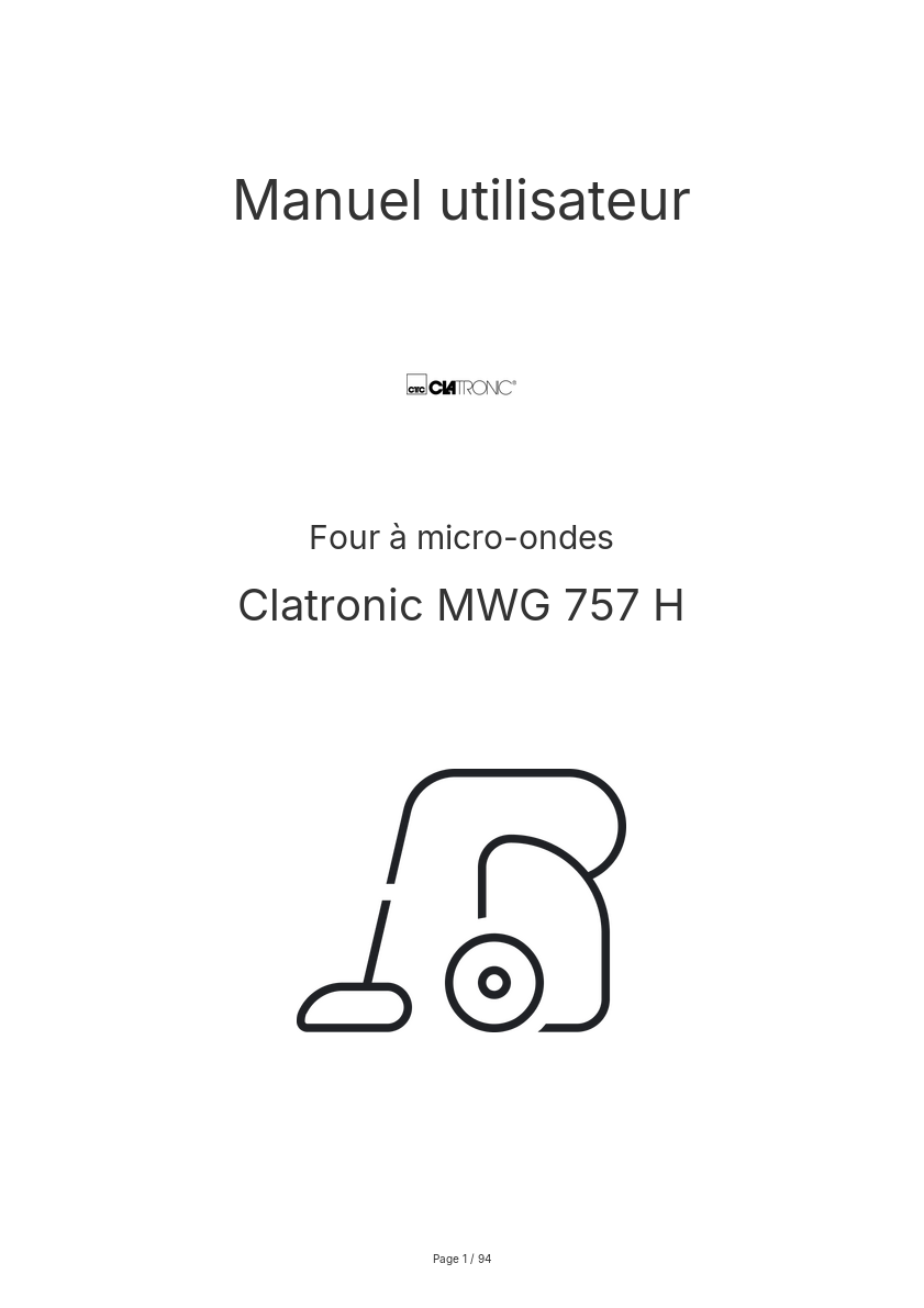 Page n°1 - Manuel utilisateur Clatronic MWG 757 H