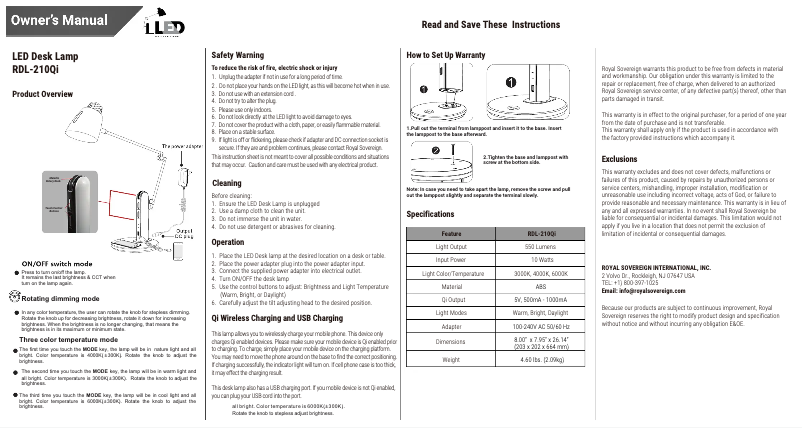 Page n°1 - Manuel utilisateur Royal Sovereign RDL-210Qi
