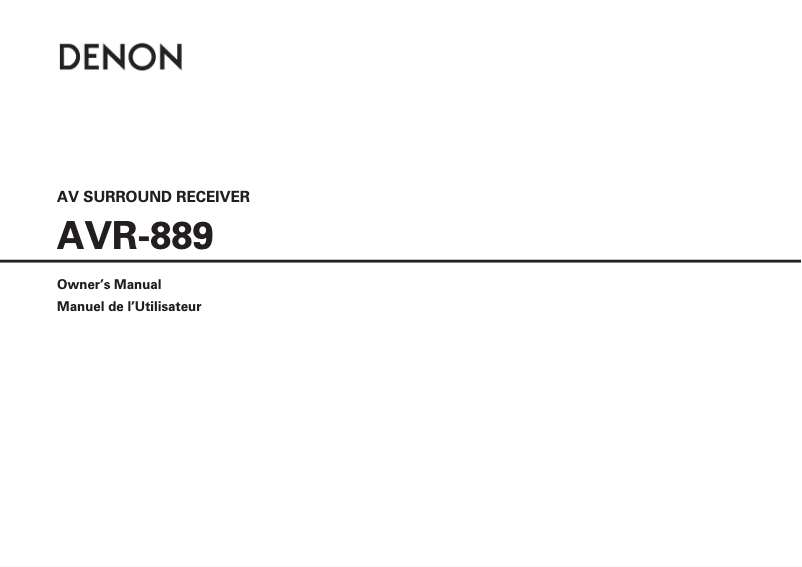 Page n°1 - Manuel utilisateur Denon AVR-889