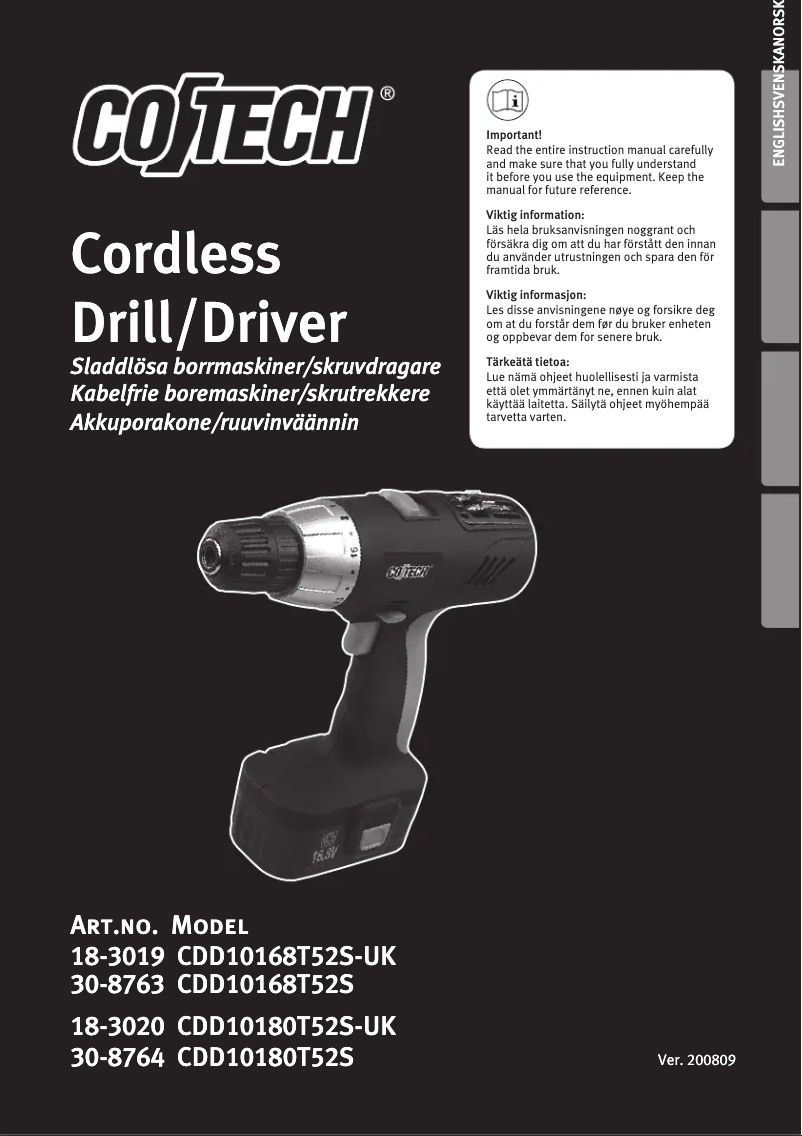 Image de la première page du manuel de l'appareil CDD10180T52S