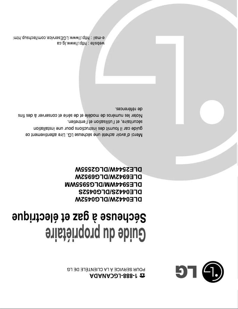 Page n°1 - Manuel utilisateur LG DLE5944WM