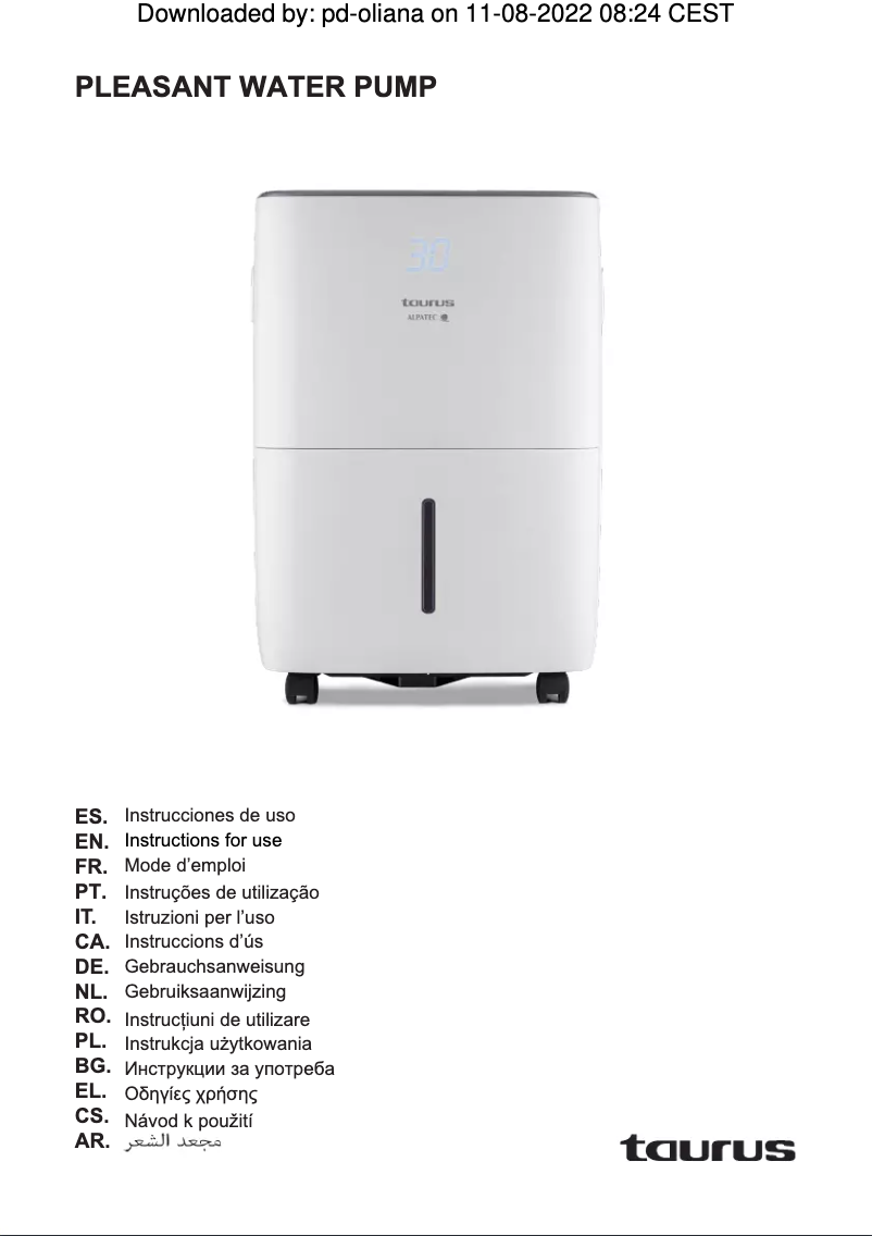 Page n°1 - Manuel utilisateur Taurus Alpatec Pleasant Water Pump